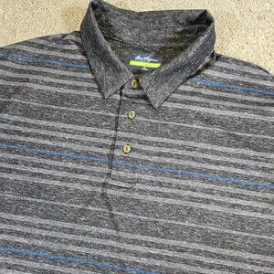 Ben Hogan Performance Polo Shirt Mens XXL Black Gray Striped Golf‎ Casual Sports